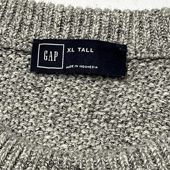 Gap Sweater Mens XLT Gray Cable Knit Oversized Crew Neck Pullover Preppy Casual - Picture 6 of 10
